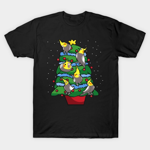 christmas tree cockatiel pattern T-Shirt by FandomizedRose